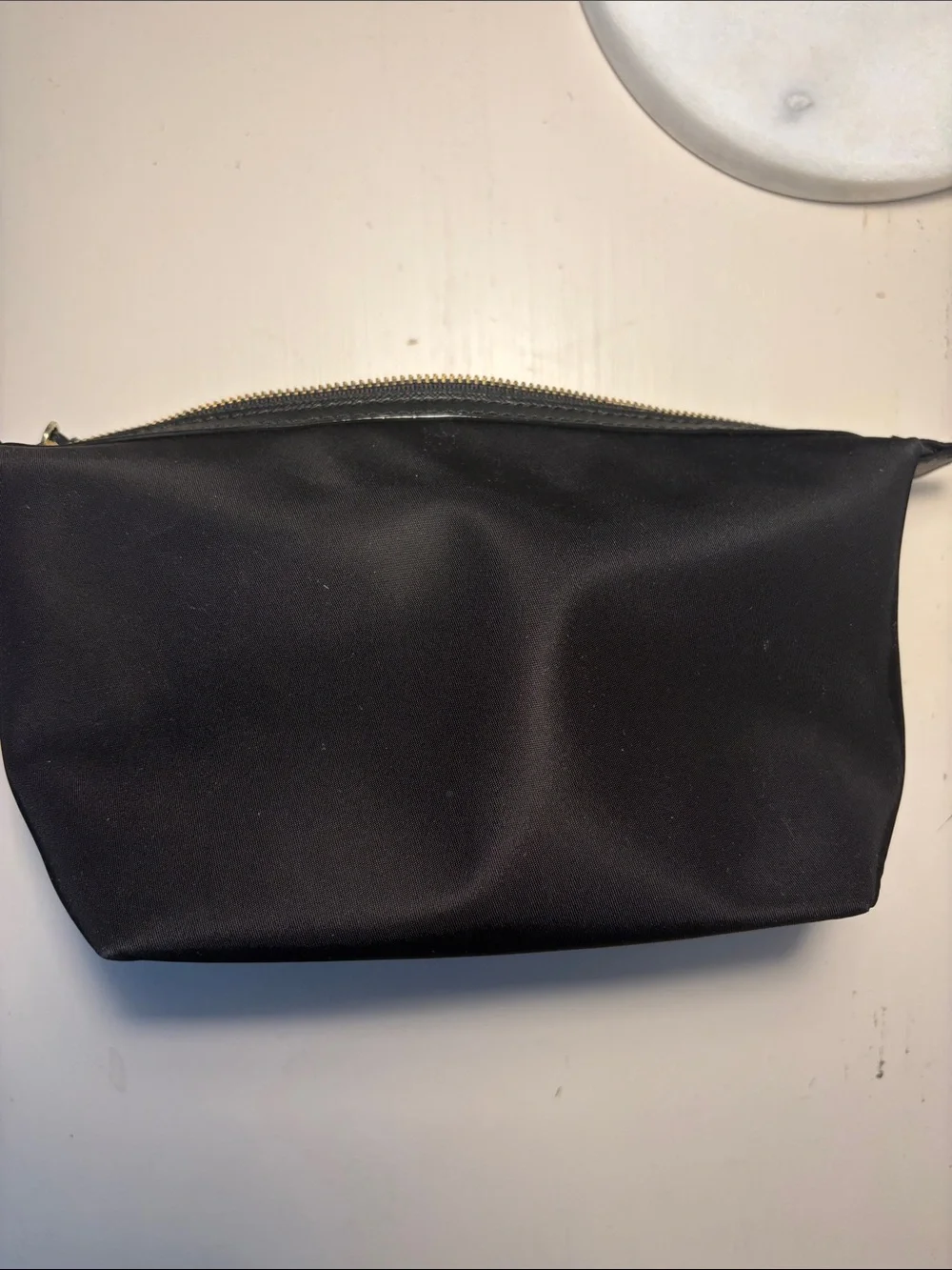 kate spade black nylon makeup bag with gold hardware